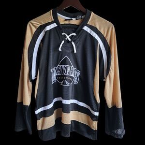 DC Classic Las Vegas "Twenty One" Black Gold Hockey Jersey LG  Ace Spades Casino